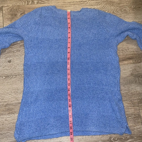 Ll bean chunky stripe blue 100 % cotton Blue Women's Sweater size medium - Picture 7 of 7
